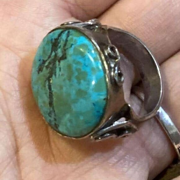 Vintage Sterling Silver Turquoise Statement Ring – Size 7.5 - Picture 6 of 10